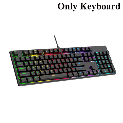 KEBIDUMEI RGB Mechanical Keyboard USB Wired Gaming Keyboard 104Keys Hot Swappable Ergonomic Keyboard Computer Accessories For PC