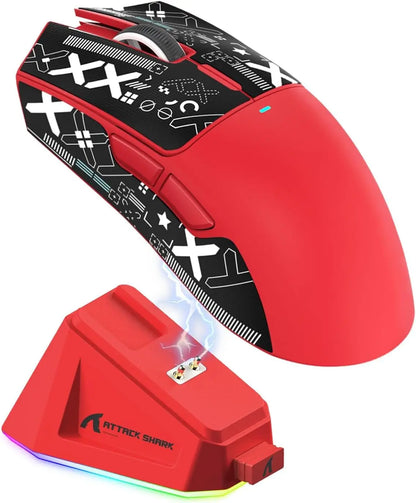 ATTACK SHARK X11 Wireless Gaming Mouse with Charging Dock, PixArt PAW3311 Sensor, Tri-Mode Bluetooth, 2.4G & Wired RGB Gaming Mouse
