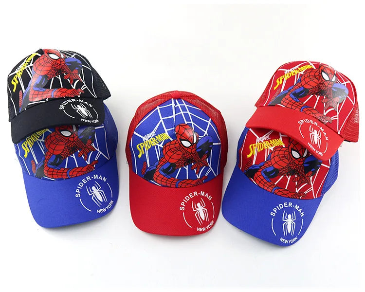 Figurka z anime Marvela Spider-Man – czapka z daszkiem z motywem kreskówkowym, bawełna i poliester, czapka z daszkiem dla chłopców i dziewcząt, akcesoria do nakryć głowy, prezent urodzinowy dla dzieci