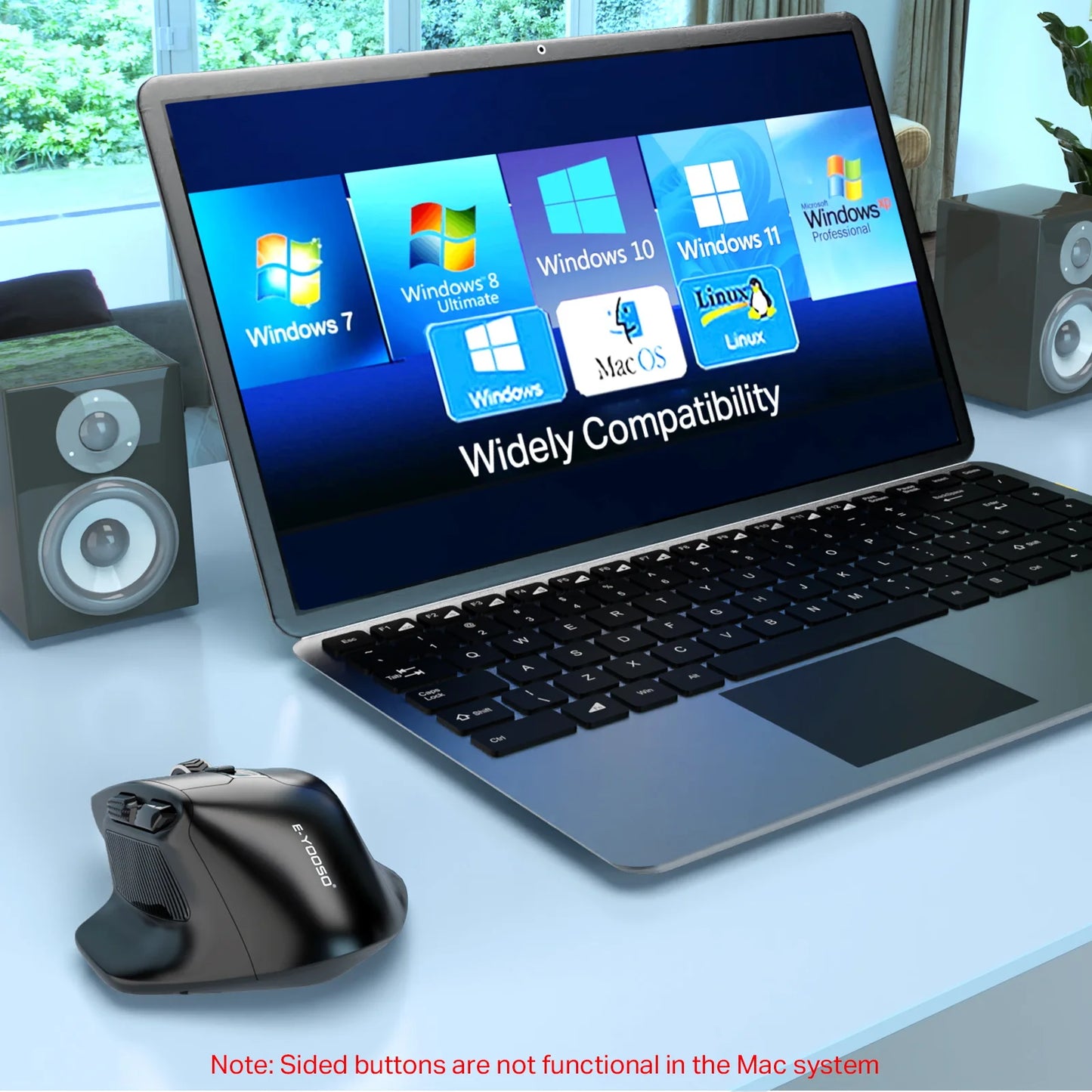 E-YOOSO X-31 Wireless Mouse 2.4G Ergonomic Mouse, 4800 DPI Optical Gaming & Office Mouse for PC, Laptop, MacBook & Notebook