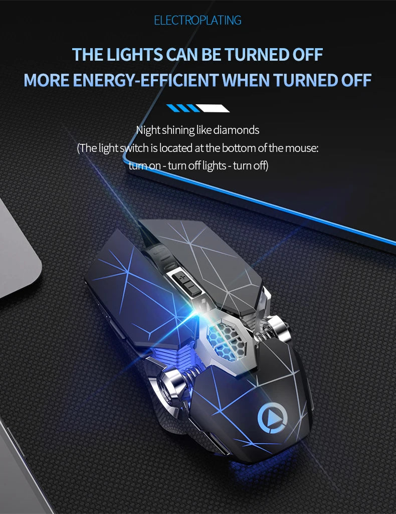 Rechargeable 2.4G Wireless Mouse 1600 DPI Silent Optical Mouse for Laptop, PC, MacBook, USB Wireless Computer Mouse with 6 Buttons