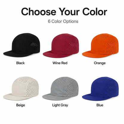 Quick-Dry 5 Panel Running Cap Laser Cut Perforated Breathable Sport Hat Ultra-Lightweight Soft Top Baseball Cap for Men Women