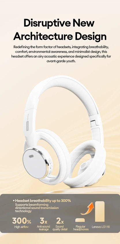 Choice Lenovo Gaming Headset Wireless Bluetooth 6.0 Earphones Foldable Sport Over Ear Headphone with HD Mic Gifts LS116