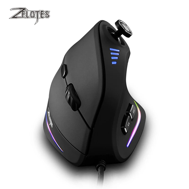 ZELOTES C18 Upright Ergonomic Gaming Mouse, 10000 DPI Wired Vertical Optical Mouse with 11 Programmable Buttons for PC, Office & Gaming