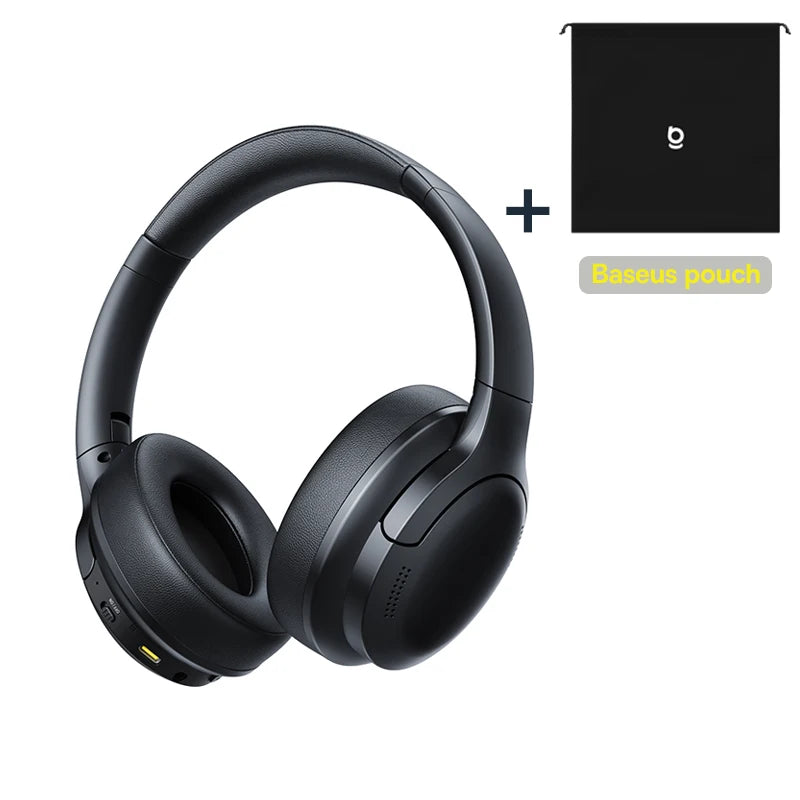 Baseus BH1 Lite Bluetooth 6.0 Wireless Headphones with Super Bass, ENC Clear Calls, 80H Playtime, Over Ear Headset for Gaming & Music