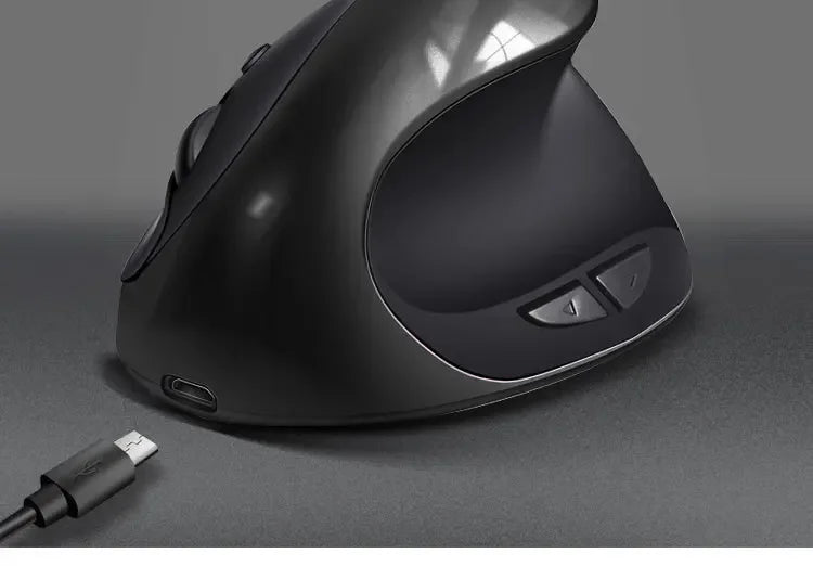 BTS-908 Ergonomic Wireless Mouse, Rechargeable Vertical Wireless Mouse with 2.4GHz USB Receiver, 1600 DPI Adjustable, 6-Button Ergonomic Mouse for Office & Laptop