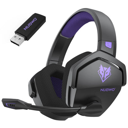 NUBWO G06 Casque de jeu double sans fil avec microphone pour PS5, PS4, PC, mobile, Switch, casque de jeu Bluetooth 5.3 2,4 GHz