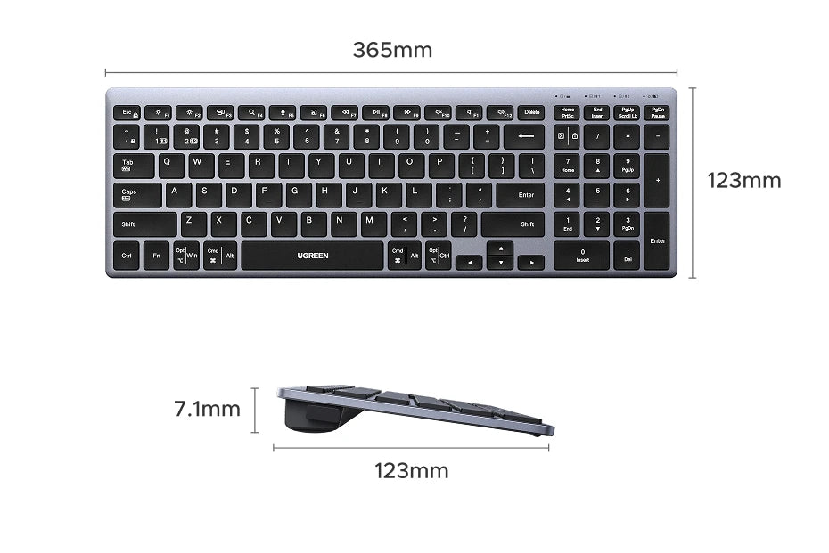 UGREEN Keyboard Wireless Bluetooth 5.0 2.4G Russian/Korean/EN 99 Keycaps For MacBook iPad PC Tablet USB C Rechargeable Keyboard