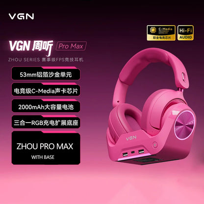 VGN Zhou Series Pro Max Over-Ear Gaming Headset, Delta Game Noise-Canceling, Four-Mode Wireless PC Bluetooth Headset
