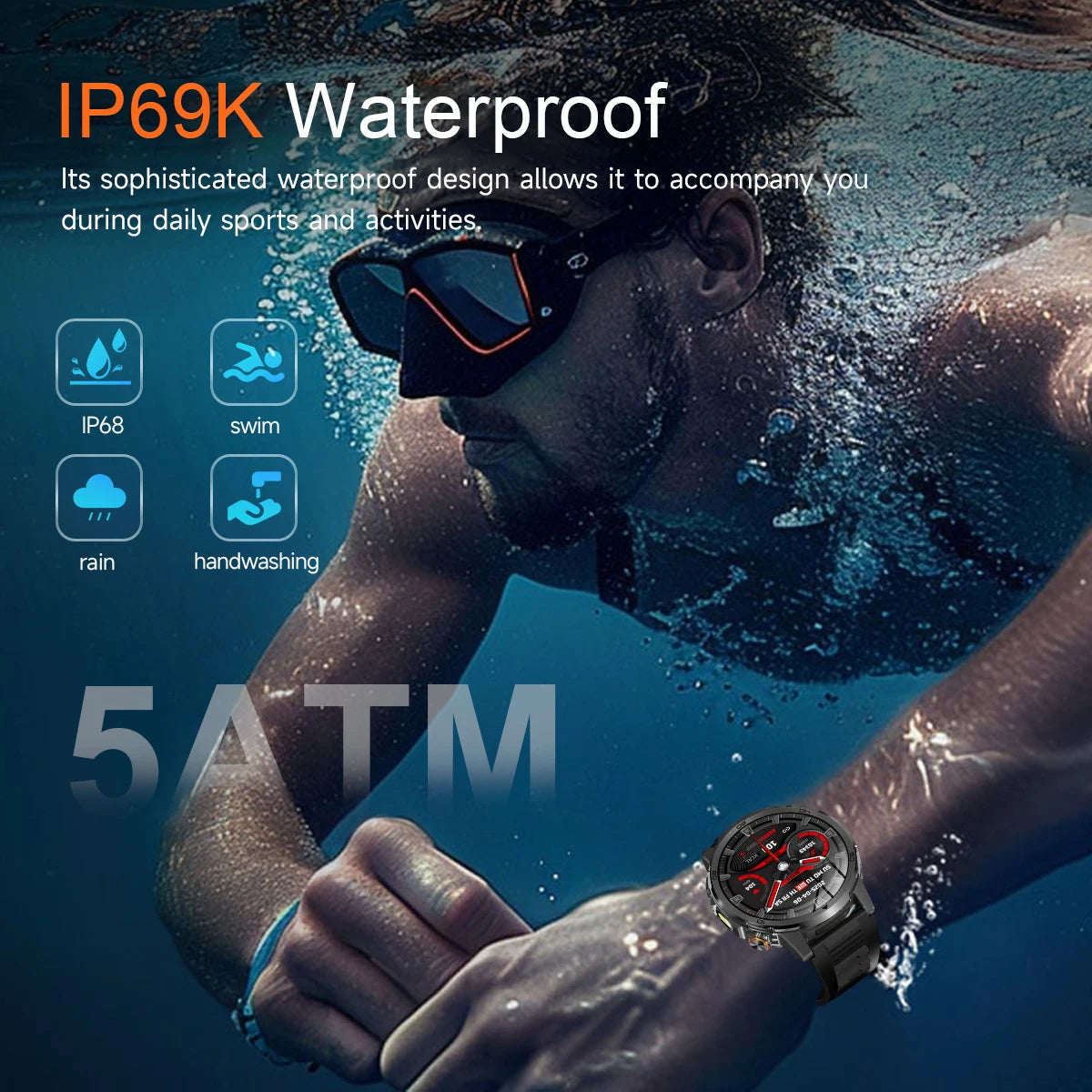 2026 New Military Outdoor Smart Watch 1.85‘’ AMOLED 1000mAh Large Battery 5ATM Waterproof Voice Call Sports Men Fitness Bracel