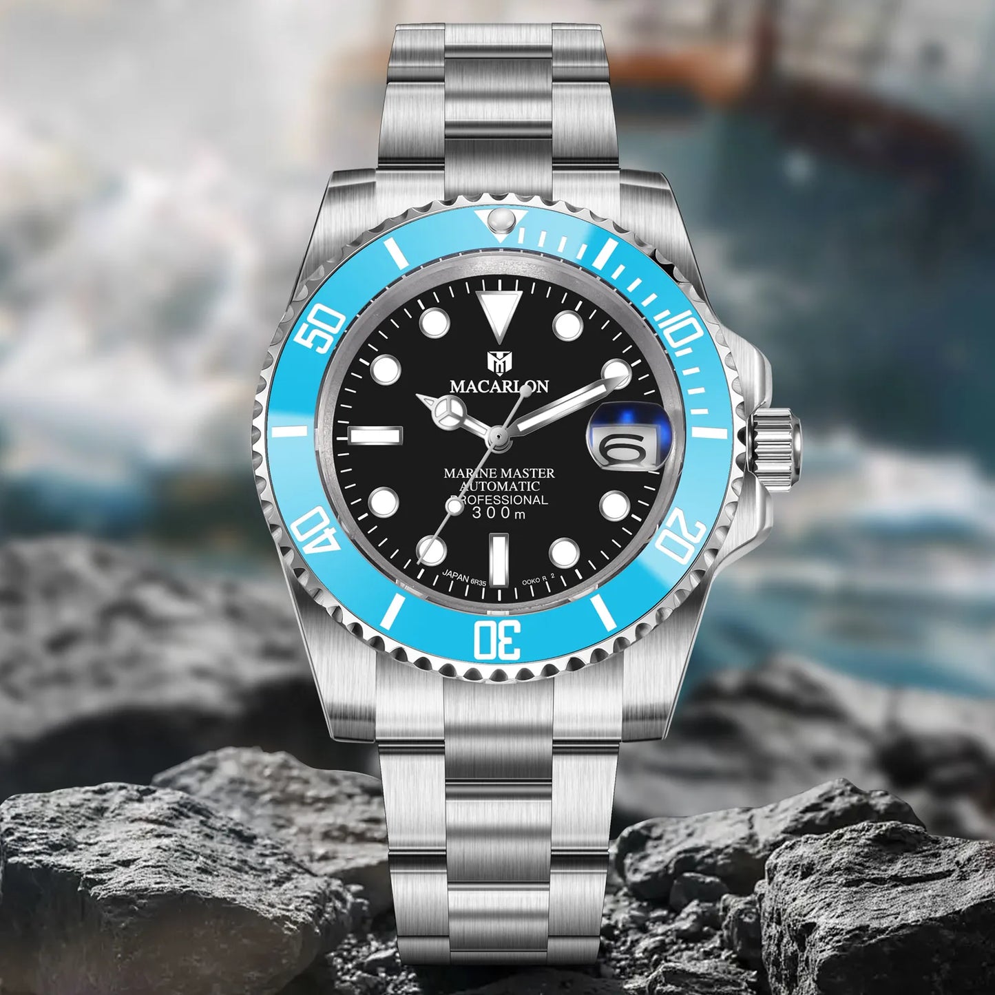 MACARLON Design New 41mm Mechanical Watch Men Sapphire Glass Luminous Stainless Steel Waterproof China NH35 Automatic Watch TOP