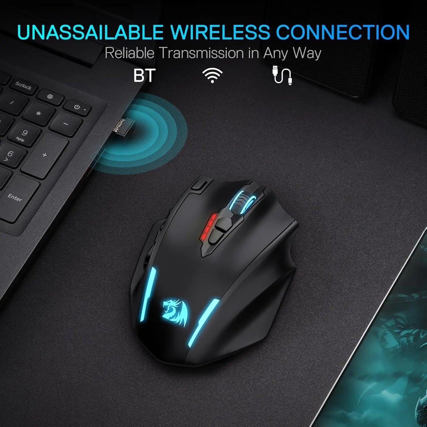 Redragon M913 MAX langaton MMO-optinen pelihiiri, 26000 DPI, 16 ohjelmoitavaa painiketta