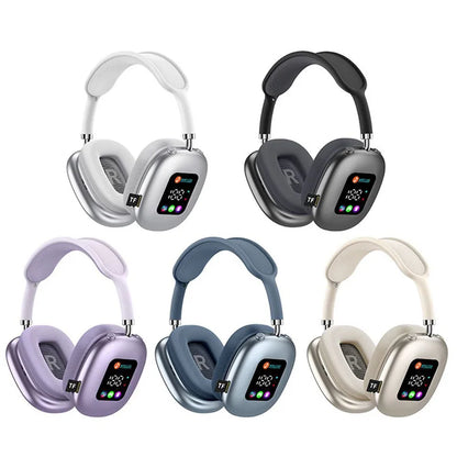MAX600 Wireless Active Noise Cancelling Headphones Bluetooth 5.2 Over-Ear Headset with Touch Control, LED Display, HD Microphone & Deep Bass