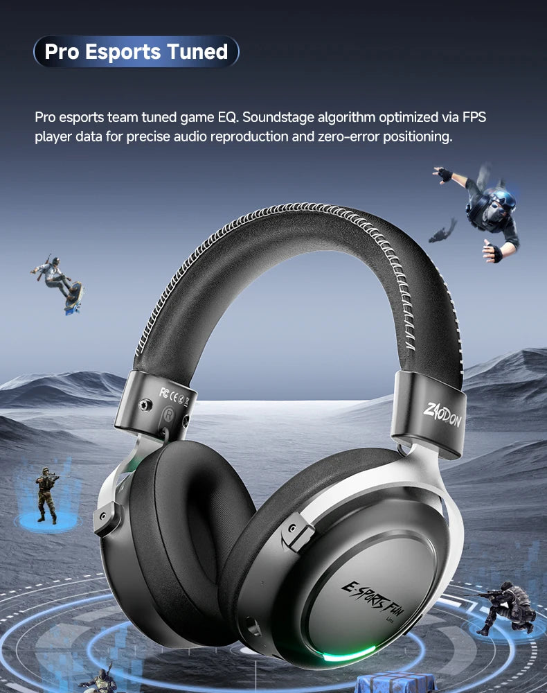 HAAYOT Wireless Gaming Headphones Bluetooth 5.3 with 53mm Titanium Drivers, 7.1 Virtual Surround Sound, Low Latency Gaming Headset for PC PS5 Mobile