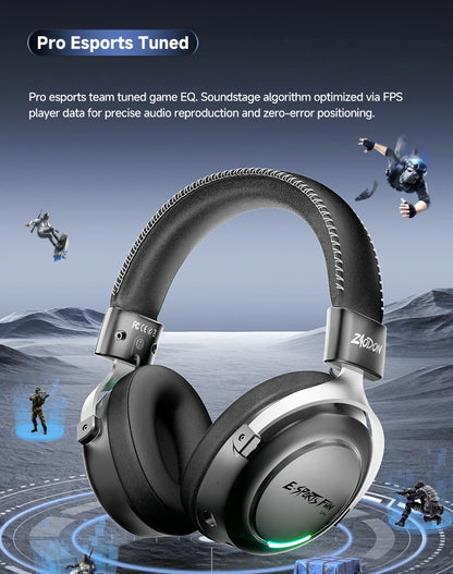 HAAYOT Wireless Gaming Headphones Bluetooth 5.3 with 53mm Titanium Drivers, 7.1 Virtual Surround Sound, Low Latency Gaming Headset for PC PS5 Mobile