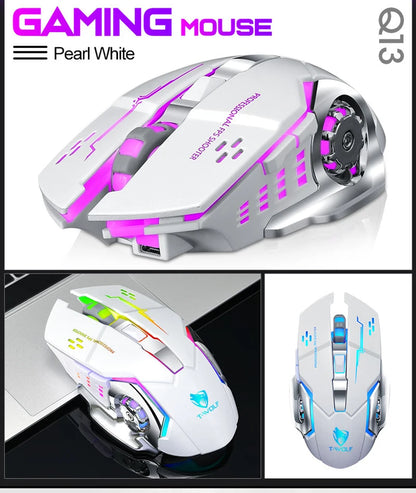 Rechargeable Wireless Gaming Mouse with RGB Backlit, Silent Click, Ergonomic Optical Wireless Mouse for PC, Laptop & Desktop, 2400 DPI