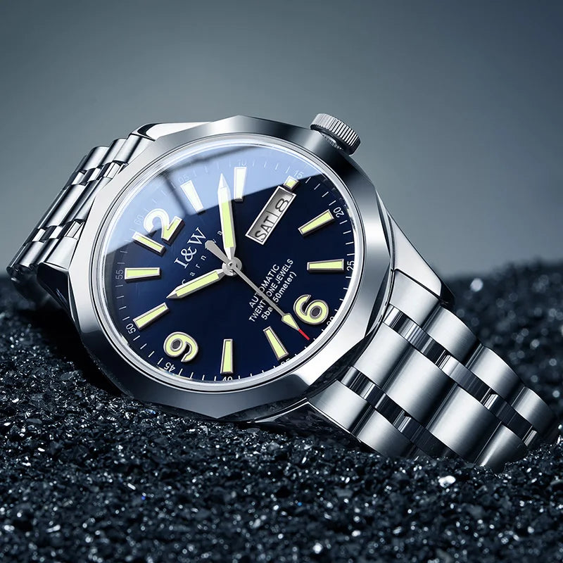 Luksusowy mechaniczny zegarek męski Reloj CARNIVAL z wolframu, mechanizm automatyczny MIYOTA 8205, wodoodporny.