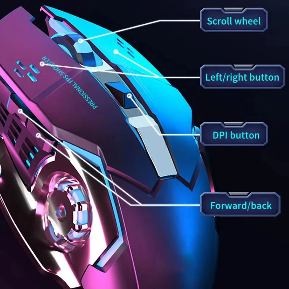 Wireless Bluetooth Mouse Rechargeable 2.4G USB Gaming Mouse, Silent Ergonomic Wireless Bluetooth Mouse with RGB Backlight, Dual Mode Office & Gaming Mouse