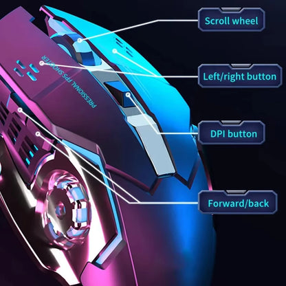 Wireless Bluetooth Mouse Rechargeable 2.4G USB Gaming Mouse, Silent Ergonomic Wireless Bluetooth Mouse with RGB Backlight, Dual Mode Office & Gaming Mouse