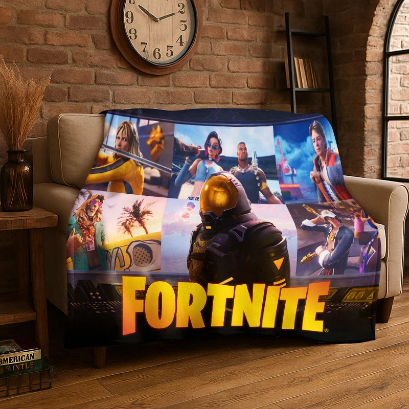 Cobertor de flanela Cartoon F-Fortnite para gamers, macio e quente, para quarto, sala de estar, cama, viagens, campismo, piquenique e oferta