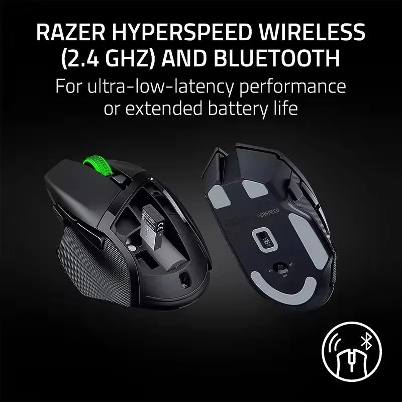 Original Razer Basilisk V3 X HyperSpeed anpassningsbar trådlös gamingmus med 18K optisk sensor, Chroma RGB och 9 programmerbara kontroller