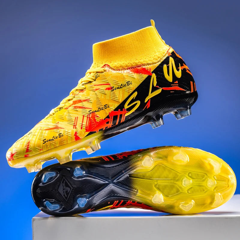 Chaussures de football professionnelles pour hommes/femmes, crampons antidérapants FG, bottes de football respirantes, chaussures d'entraînement à tige haute
