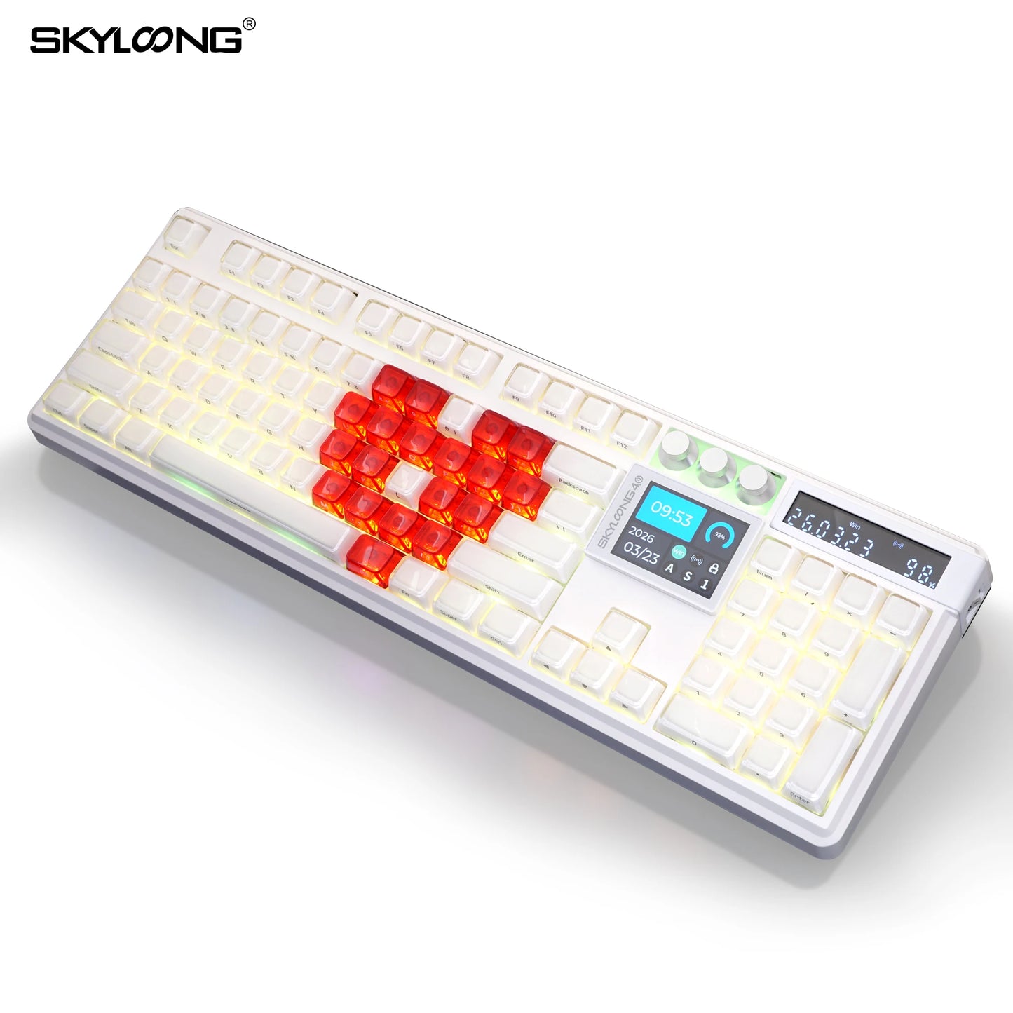 SKYLOONG GK104 Pro Wireless Mechanical Keyboard, 104-Key Custom Hot-Swappable RGB Gaming Keyboard with LCD Screen, Triple Mode Bluetooth/2.4G/USB-C Mechanical Keyboard