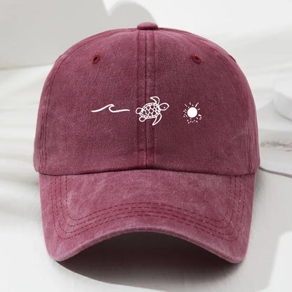 Turtle pattern printed baseball cap for daily casual style, men's and women's fashionable beach outdoor anti roll duckbill cap