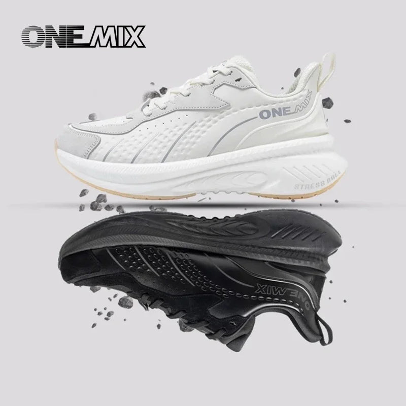 ONEMIX Scarpe da corsa invernali da allenamento per uomo Scarpe sportive in pelle calde e resistenti all’usura Scarpe da jogging da donna Scarpe da passeggio