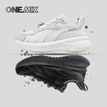 ONEMIX Scarpe da corsa invernali da allenamento per uomo Scarpe sportive in pelle calde e resistenti all’usura Scarpe da jogging da donna Scarpe da passeggio