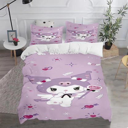 Kuromi Duvet Cover Cute Pillowcase Bedding Set Adult Boy Girl Bedroom Decoration Children Gift Single Double Large Size
