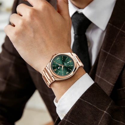 SAPPHERO Luxury Men's Watches Date Display Stainless Steel Watch Strap Men's Gifts Travel Essentials Waterproof Wristwatch