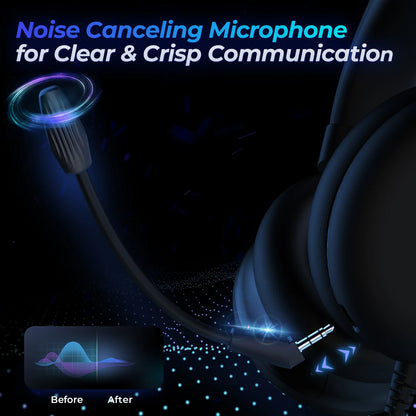 Wired Gaming Headset for PS4 PS5 Xbox Switch – Stereo Sound Headphones with Microphone for PC, Laptop & Mobile Devices