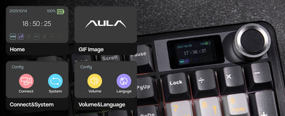 AULA F108 PRO Wireless Mechanical Keyboard 3 Mode RGB Backlit Gaming Keyboard With Screen 8000mAh Battery 104 Keys Hot Swappable