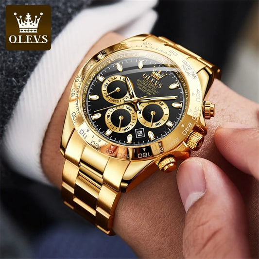 Montre pour homme OLEVS 6638 – Modèle classique de marque, montre-bracelet mécanique automatique de luxe, chronographe, étanche.