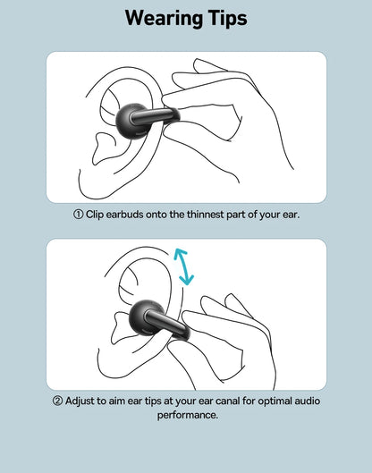 Baseus Bowie MC1 Ear Clip Wireless Earphones Bluetooth 5.4 Open-Ear Clip-On Sports Earbuds IP57 Waterproof AI Bass Ear Clip Headphones
