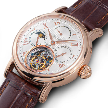 Sugess Seakors Man Tourbillon Watch Original ST8007 Movement Skeleton Dial Moonphase Wristwatche 316L Case Sapphire Romen Luxury