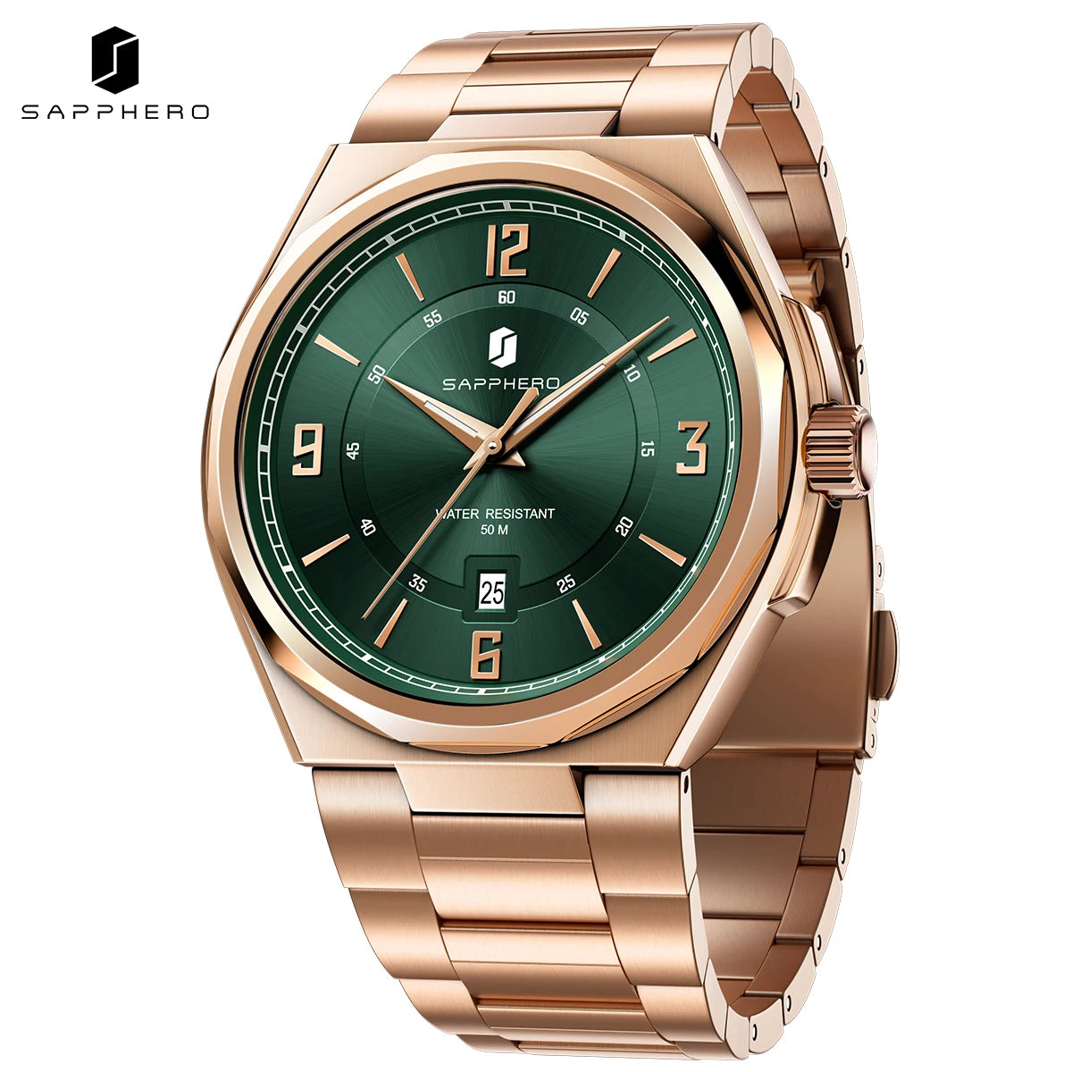 SAPPHERO Luxury Men's Watches Date Display Stainless Steel Watch Strap Men's Gifts Travel Essentials Waterproof Wristwatch