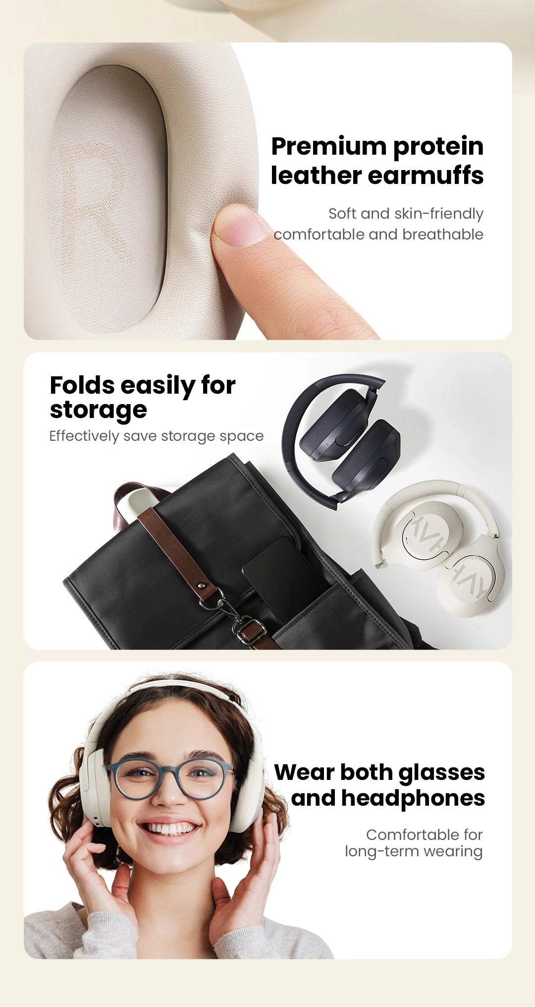 HAYLOU S30 Wireless Bluetooth 5.4 Headphones – 43dB Adaptive Noise Cancelling Over-Ear Headphones, 40mm Driver, 80H Playtime Hi-Res ANC Headset with Microphone