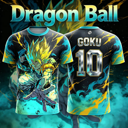 2026 New Summer Dragon Ball Gogeta 3D Print Jersey Men Breathable Quick Dry Outdoor Sports Anime Streetwear Causal Short Sleeve