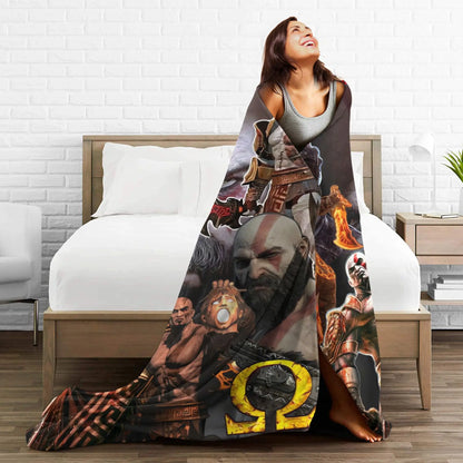 God of War Game Gamers Kratos Blanket Quality Super Soft  Throw Blanket Spring Decorative Couch Chair Sofa Bed Pattern Bedspread