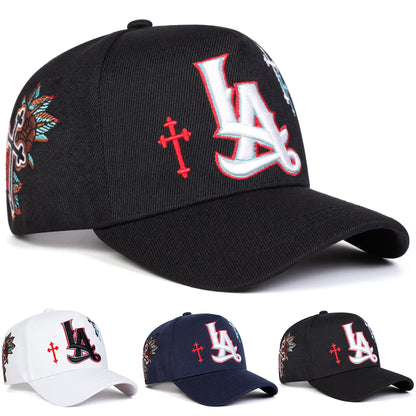 Unisex LA Letter Cross Embroidery Baseball Caps Spring and Autumn Outdoor Adjustable Casual Hats Sunscreen Hat Sports Cap