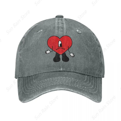 Cappellino da baseball in denim Bad Bunny con chiusura a scatto per uomo - Cappellino musicale "Un Verano Sin Ti" - Estate/Autunno - Stile vintage