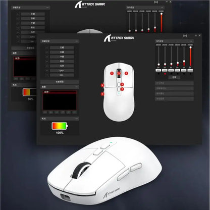 Attack Shark X6 Wireless Ergonomic Gaming Mouse, Tri-Mode Bluetooth, 2.4G & Wired Gaming Mouse, 26000 DPI Rechargeable RGB Gaming Mouse
