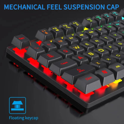 Kebidumei 104 key Backlit Mechanical Keyboard Wired Gaming Keyboard Luminous keyboard And Mouse Set for Gamer PC Laptop Office