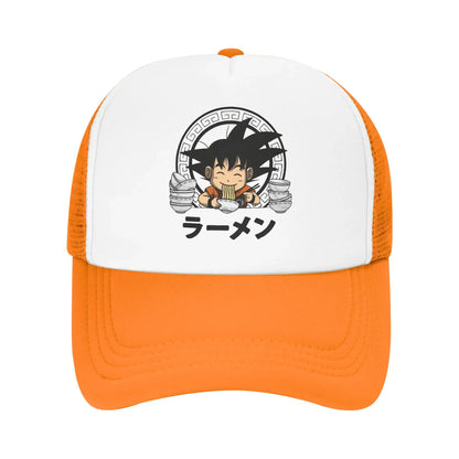 Goku Kid Ramen Dragon Ball Trucker Hat Men Women Vintage Anime Manga Hats Sports Cap Adjustable Polyester Baseball Caps Summer, Produit gaming premium Fraquane, produits de luxe, nouvelle génération, équipement gamer