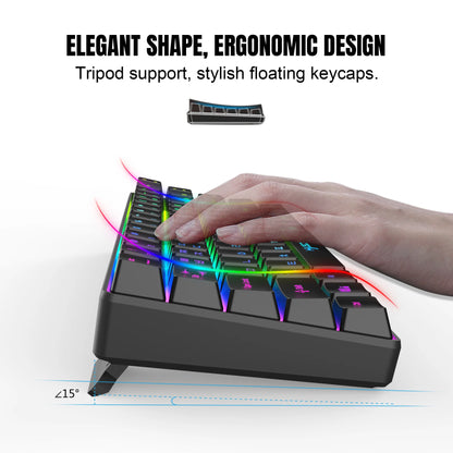 68-Tasten-Gaming-Tastatur, USB-kabelgebunden, tragbar, 20 RGB-Hintergrundbeleuchtungen, koreanische Tastatur für Windows-Laptops und Computer