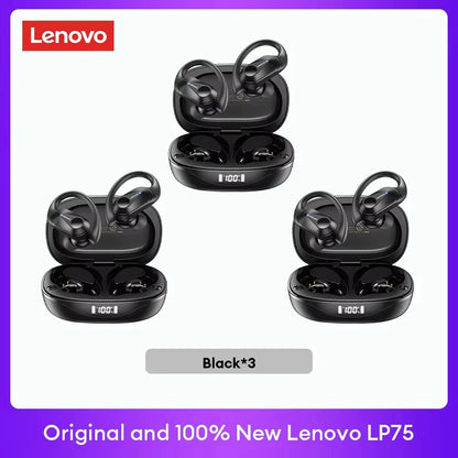 Lenovo LP75 TWS Bluetooth 5.3 Wireless Earphones – LED Display, Noise Reduction, Waterproof True Wireless Earbuds with Microphone & Deep Bass Sound