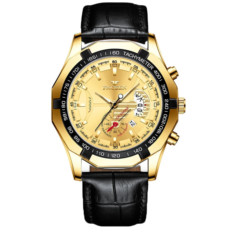 BINBOND luxury quartz wristwatch for men, luminous, water-resistant, automatic date, stainless steel