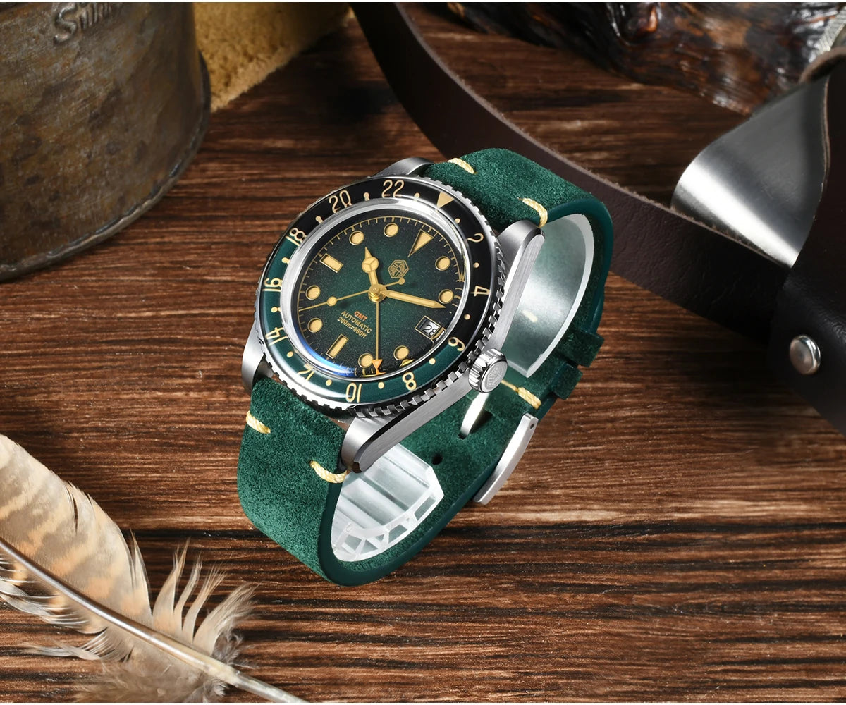 San Martin 2025 Men's Watches Retro NH34 GMT Sandwich Dial 40mm Bidirectional Sapphire Bezel Luxury Sports Watch 20Bar SN0134